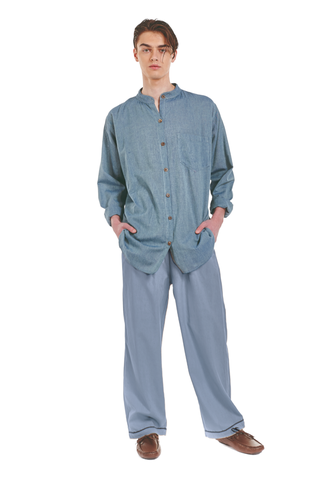 Pánske bavlnené nohavice - Modrá